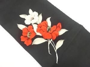 塩瀬金彩花葉模様名古屋帯